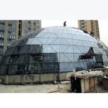 Estructura de acero de acero marco de espacio rápido prefabricado con techo de vidrio de cúpula